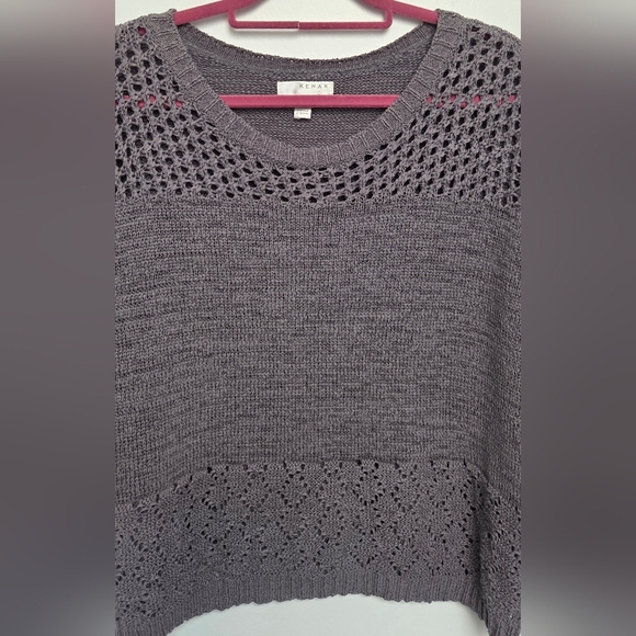 Kenar Women's Gray Textured Knit Boxy Blouse Sz XL Sweater Cotton Blend - Picture 9 of 10
